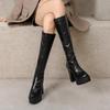 Women's high-heeled boots autumn and winter new waterproof table thick-heeled large-size solid-color medium boots