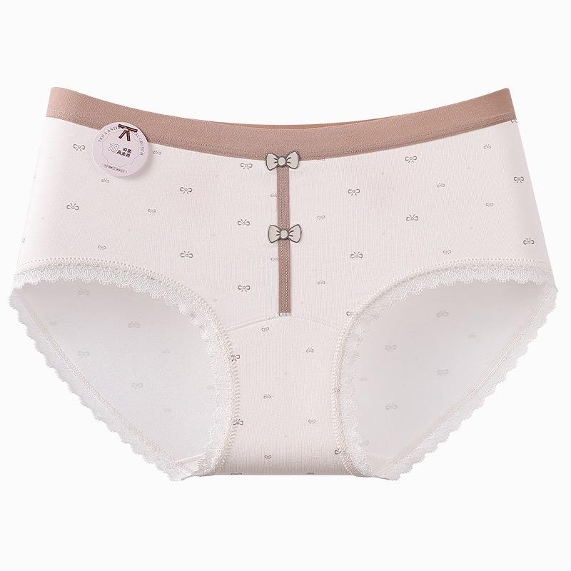 Women's Summer Sweet Baby Cotton 10A Pure Cotton Anti Bacterial Mid Waist Briefs