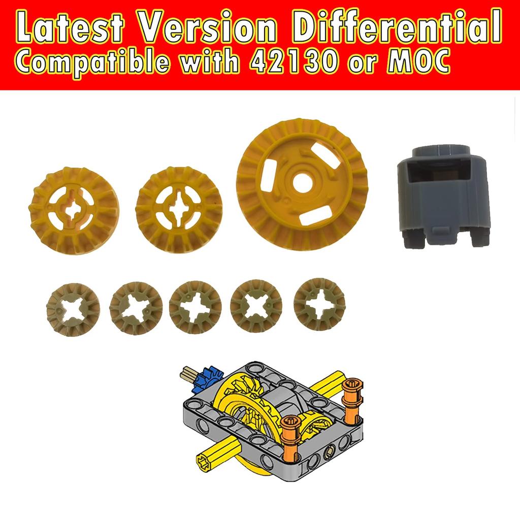 SEEMEY Differential (2022 Version) Zahnrad- und Achsenteilesatz, Kompatibel mit LEGO Technic Teilen, DIY Mock-Zahnräder, Ketten, Tinten, Stifte, Achsen,