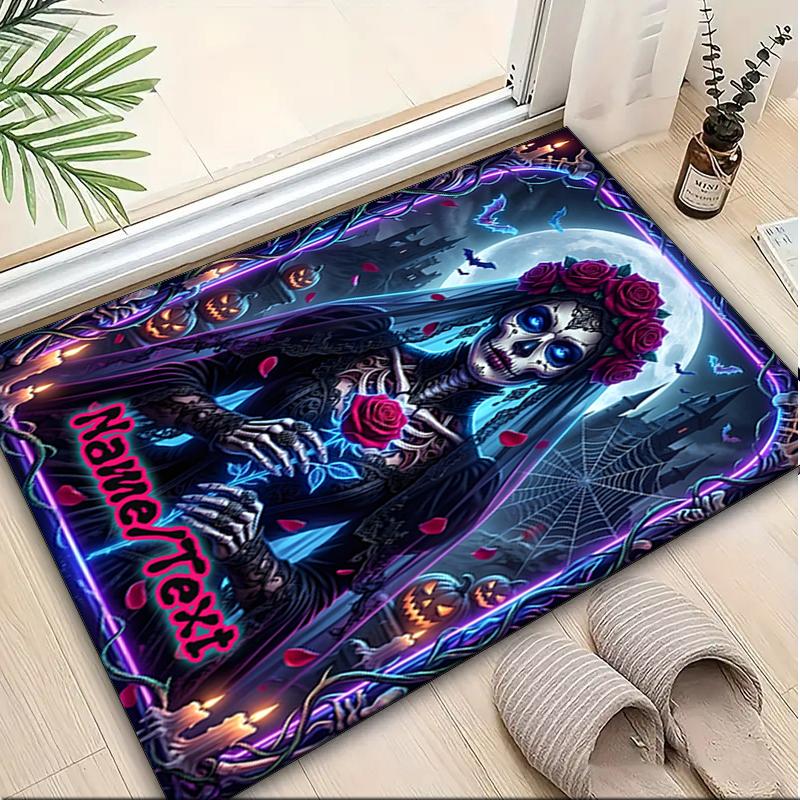 1PC Custom Name Day Dead Art Theme Floor Mat Ideal for Living Room, Game Rooms, Office, Bedroom,Floor Mat Playful Design