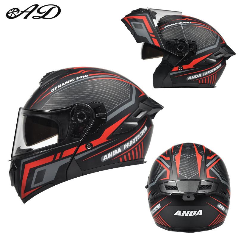 AD Winter 3C Certified Flip-Up Full Face Electric Motorcycle Helmet for Men & Women - All-Season Safety Gear