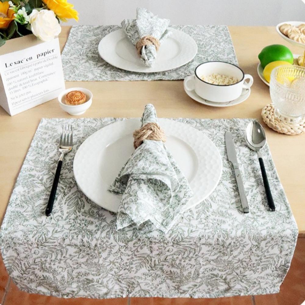 French Vintage Floral Cotton Cloth Napkins Set of 6 Botanical Printed Dinner Napkins for Wedding Party and Holiday Table Decor