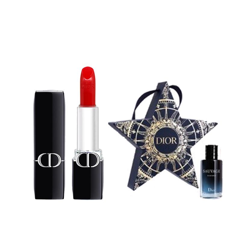 DIOR Vivid Blue Gold Lipstick Perfume Sample Makeup Sample Pack Set Velvet Satin 1.5g+5ml Mother's Day Gift For Mom