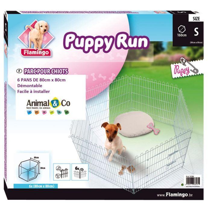Enclos pour chiots - FLAMINGO - 160 x 80 cm - Métal - Intérieur - Rectangulaire