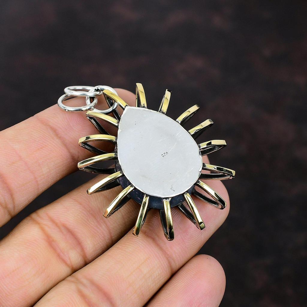 Australian Chrome Chalcedony Pendant Gemstone Jewelry 925 Sterling Silver Pendant 18K Gold Plated Pendant Handmade Cage Jewelry Gift For Mom