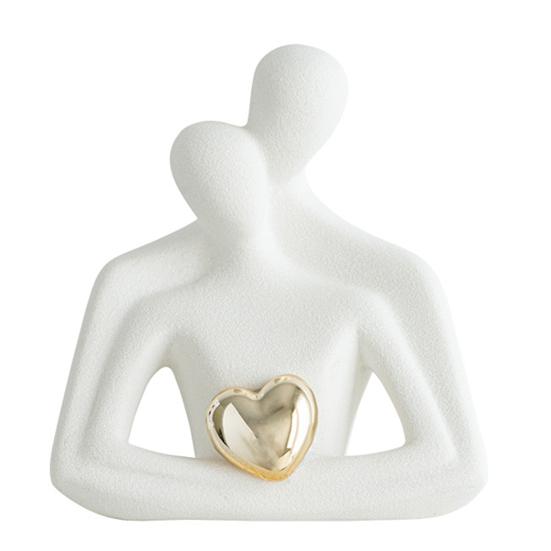 Romantische Paarskulptur Keramik Abstrakte Verliebte Figuren für Schlafzimmer TV-Schrank Heimregal Dekoration Hochzeit Valentinstag Jahrestag