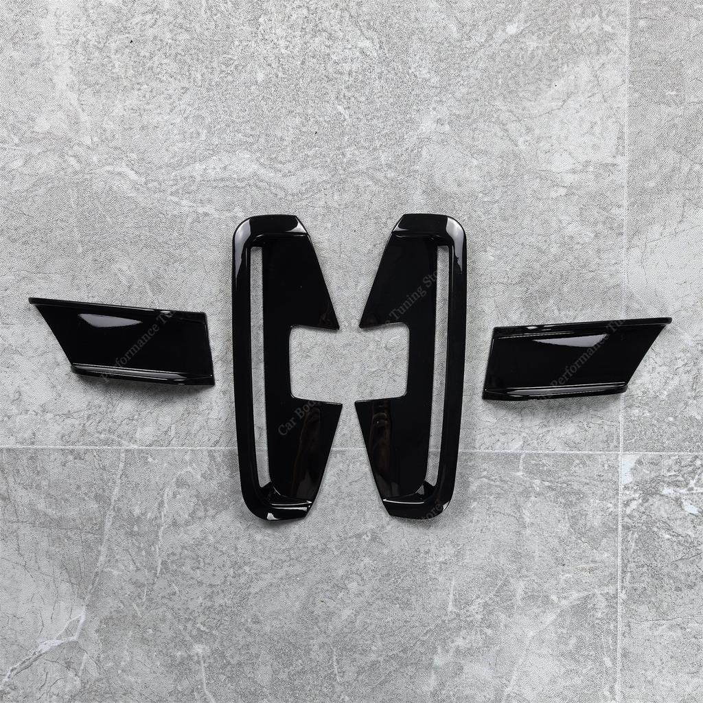 Gloss Black MP Front Bumper Splitter Lip&Areo Flicks Fog Lamp Trim Cover For BMW G22 G23 M Sport/M440i 2-Door 2019-2024 Tuning