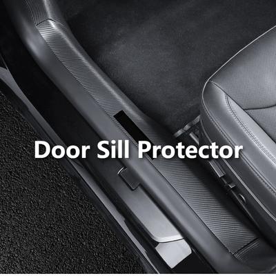 Fit For New Model 3 Model Y Automotive Carbon Fiber Texture Door Sill Scuff Plate Anti Collision Protector