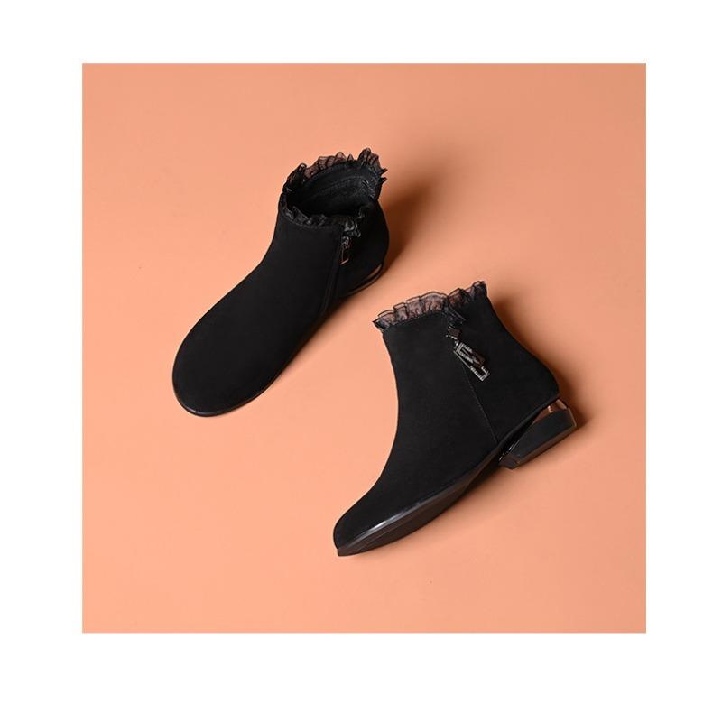 

Короткие ботинки из мягкой кожи с круглым носком, матовые, удобные, повседневные, новые и ботильоны, детские, осенне-зимние, бархатные, на мягкой подошве, обувь для мамы 41