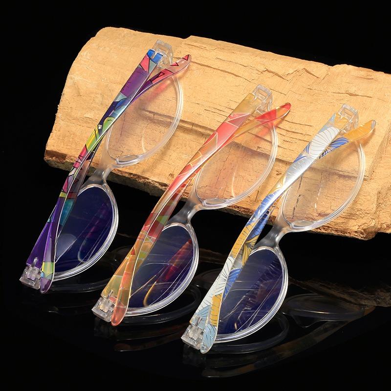 Fashion Transparent Frame Flower Legs Cat-Eye Anti Blue Light Reading Glasses Men Women FULL Frame High Definition Presbyopia Eyeglasses
