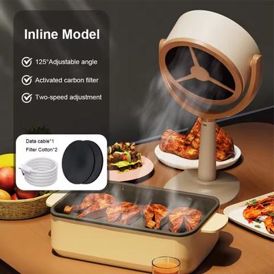 Tischhaube Verstellbarer Winkel für Indoor-Hotpot Tragbarer BBQ-Abzug mit 10 Stück Filterschwamm 5V 8W 3000mAh