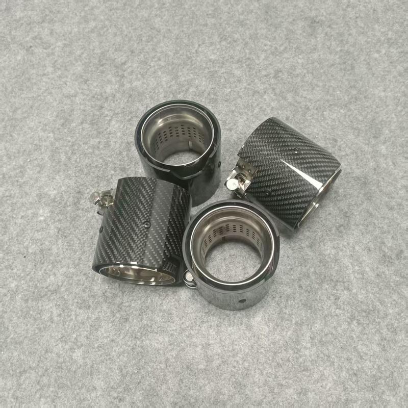 90mm Long Silver Carbon Fiber Exhaust Tip for BMW M2 M3 M4 M5 M6, F87 F80 F82 F83 F90, G80 G82 G83