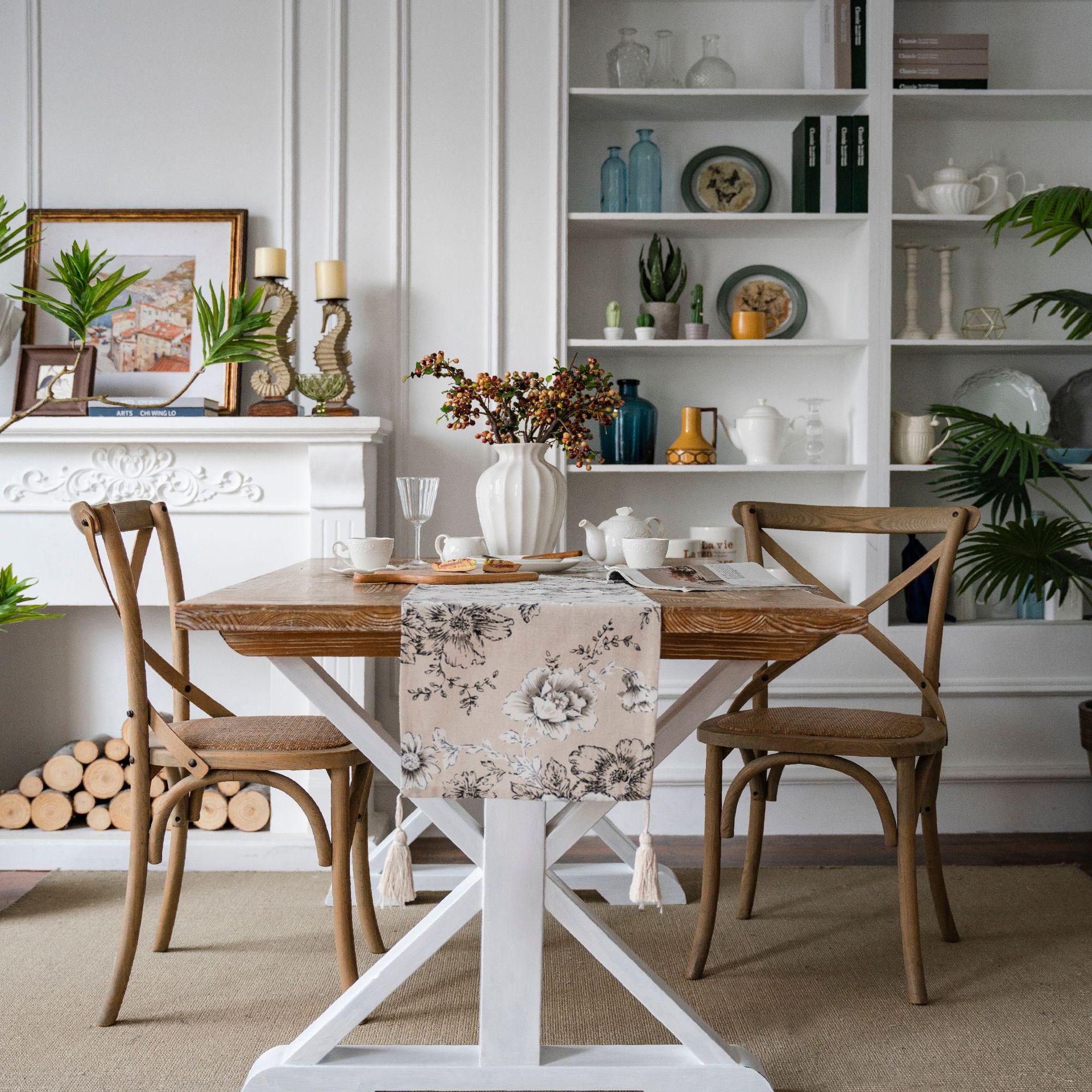 

Иманки Юн Винтажный Принт Кисточка Скатерть Table Runner 33x140 cm