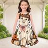 Girls Round Neck Sleeveless Printed A Line Flared Hem Dress