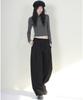 Deumakeu Wide-Fit Corduroy One-Pleat Elastic Pants Black