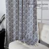 North American Style Cotton Linen Printed Curtains with Tassels, No-Drill Rod Pocket for Balcony or Bay Windows