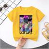 2026 New K-POP Saja Boys Print Short-Sleeved Spring Family Clothing for Boys and Girls Cute Polyester T-shirt for Boys and Girls