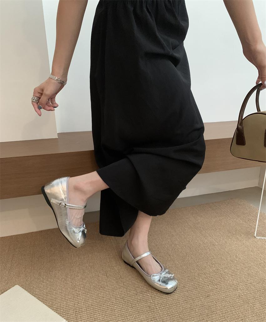 

Small man inner height increase Mary Jane women s shoes 2025 new summer French ballet light mouth silver single shoes 39 серебряный