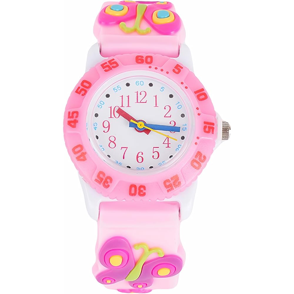 Maeau Kids Dinosaur Pattern Sports Watch Lightweight Pink for School and Celebrations