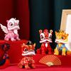 Chinese Lion Dance Mascot Ornament Traditional Dancing Lion Figurine Resin Decoration Figure with Gift Box
