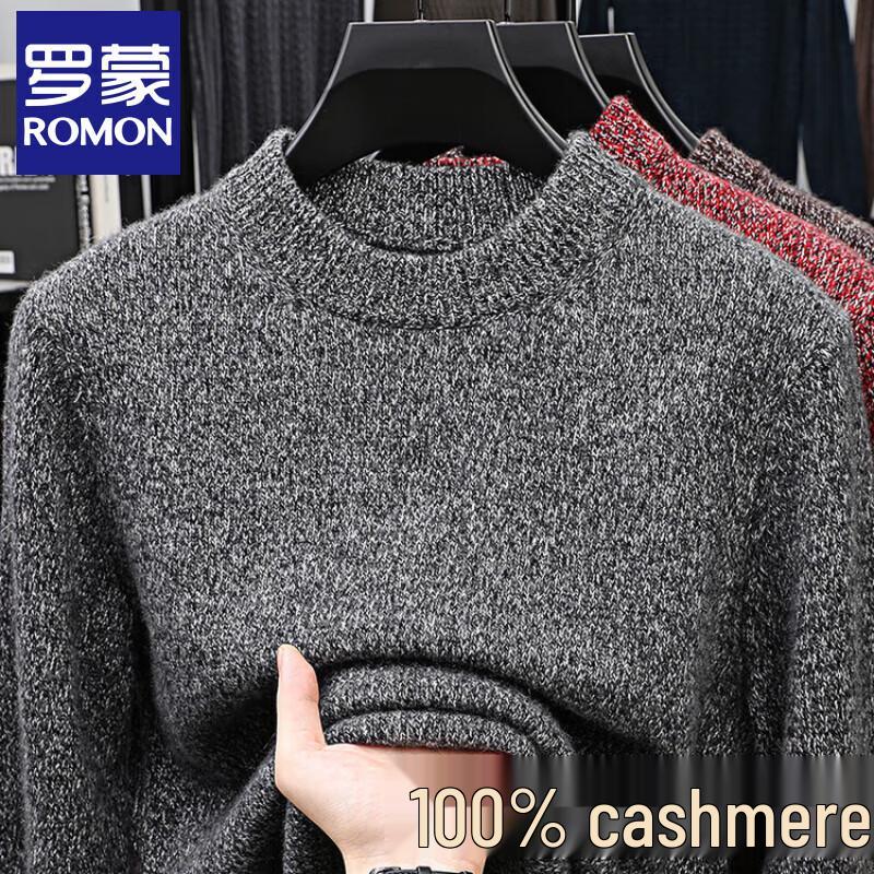 ROMON Men's Winter Jacquard Thick Cashmere Pullover Sweater