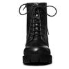 Allegra K Women's Lace-Up Combat Boots with Chunky Heel and Platform, Black, Size 24.5cm