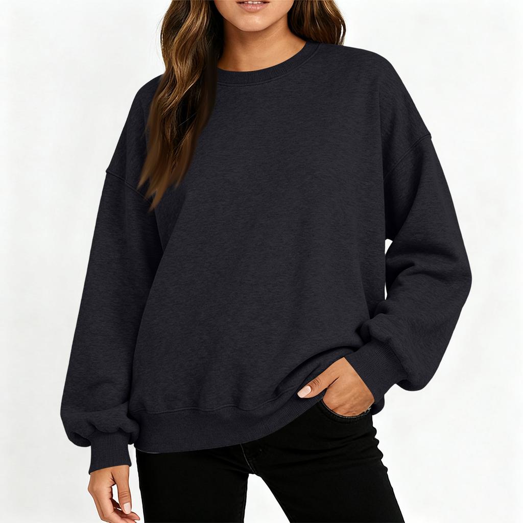 Felpa con cappuccio casual a manica lunga tinta unita da donna