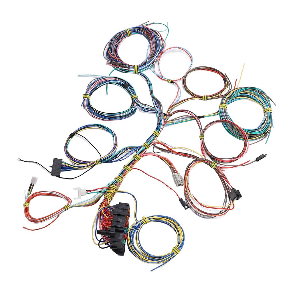 Universal 22 Circuit Wiring Harness Kit with Fuse and Installation Instructions for Any 12 Volt Vehicle