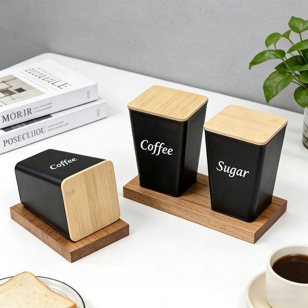 Tinplate Material Tea Tin Sealed Design Bamboo Cover Tea Jar Creative Shape Irregular Shape Sealed Tinplate Storage Jar
