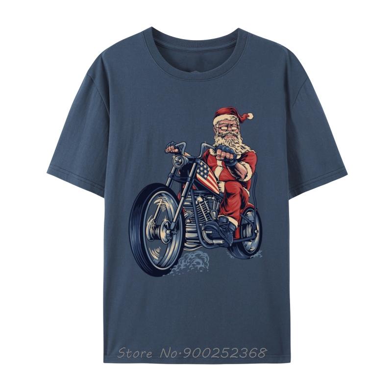

Christmas Day Cool Santa On A Motorcycle Riding Santa Claus Tshirt Fashion Cotton Tshirt Men Oneck Tops Tees Fitness T Shirt 4XL