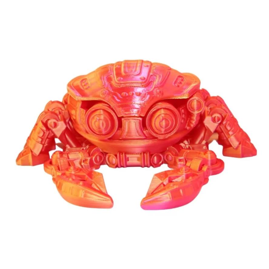 14CM 3D Printed Mechanical Crab Model Movable Joints Novelty Desk Decor Anti Stress Toy Miniature Collectible Birthday Gift