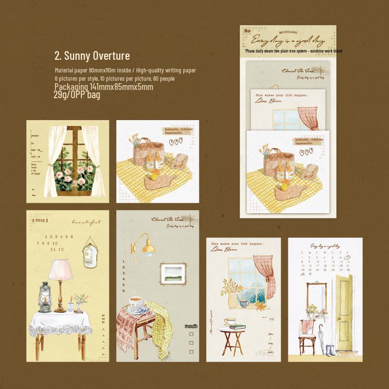 Retro Hand-Painted Style Sticky Notes for Warm Home Diaries and Collages