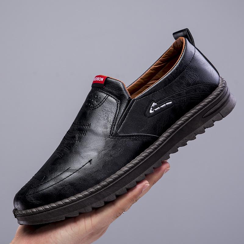 Leather Shoes Spring and Autumn Fashion Soft Leather Casual Leather Shoes Texture Wear-resistant Beanie Shoes Men's Shoes