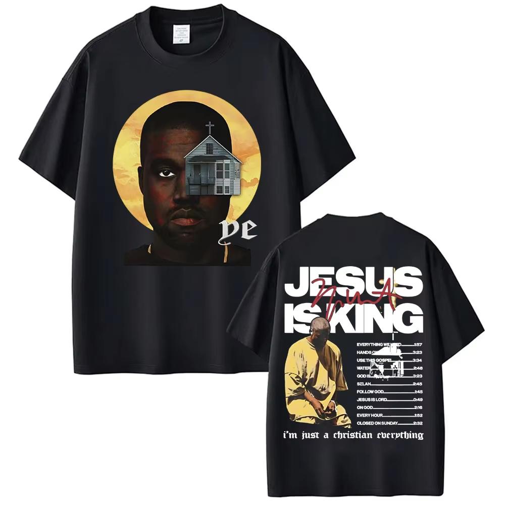 

Репер Каньє Вест Jesus Is King Двостороння Футболка Літня Унісекс та Жіноча Бавовняний Одяг Хіп-Хоп Мода Короткий Рукав S