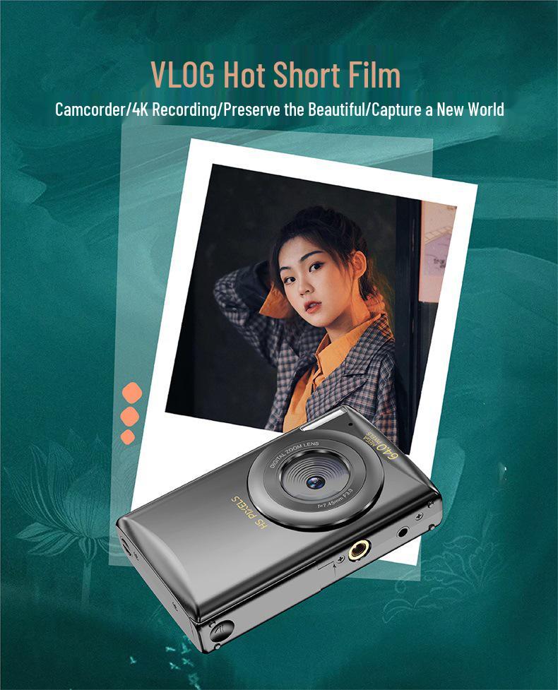 64MP Portable Student Music Vlog Mirrorless Camera for Travel