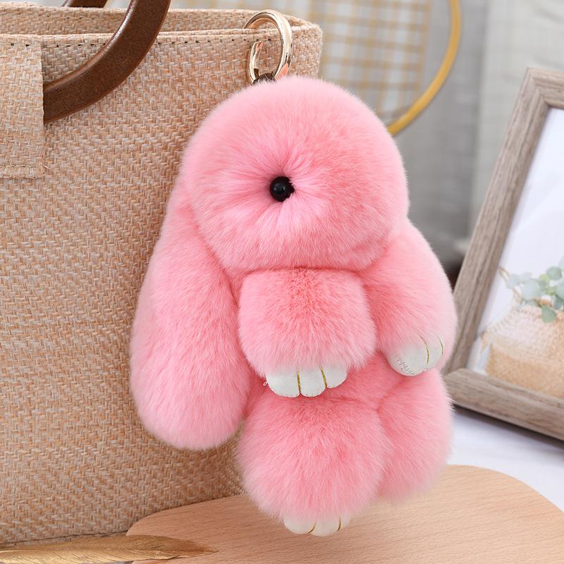 Three Model Size Rex Rabbit Fur Cute Fluffy Bunny Keychain Bag Toys Doll Lovely Keyring Pendant