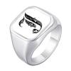 Engrave Custom A-Z Initial Picture Rings for Men, Stainless Steel Male Signet Ring, High Polished Finger Jewelry Gift Father Day