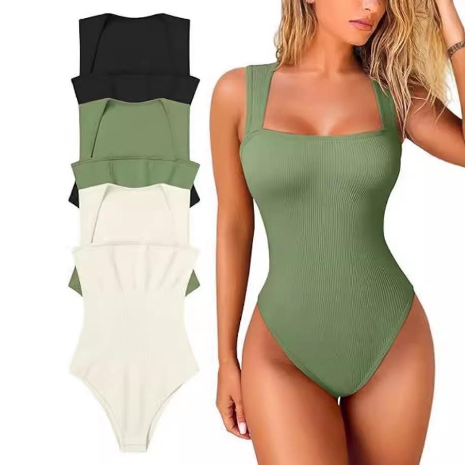 

2025 Sexy U-Neck Slimming Tank Bodysuit for Women-Sleeveless Bodycon Jumpsuit, Stretchy Tight Vest Top with Snap Closure,Viral Figure Hugging Outfit 2XL блакить