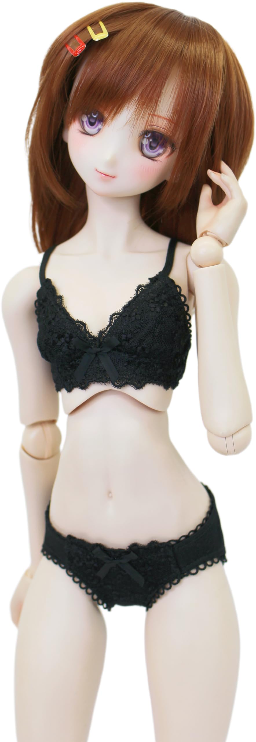 

DD DDS совместимый комплект нижнего белья: гладкий цветочный бюстгальтер и шортики, одежда для BJD куклы 60 см [Petite Marie] комплект 1/3 S-бюст, нижнее белье, комплект, черный, материал, чёрный