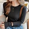 Faux Cashmere Round Neck Base Layer Women Premium Can Be Outer Wear Long Sleeve T Shirt Autumn Winter Brushed Top