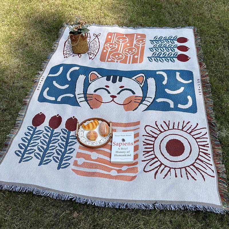 Bohemian Knitted Outdoor Mat & Blanket