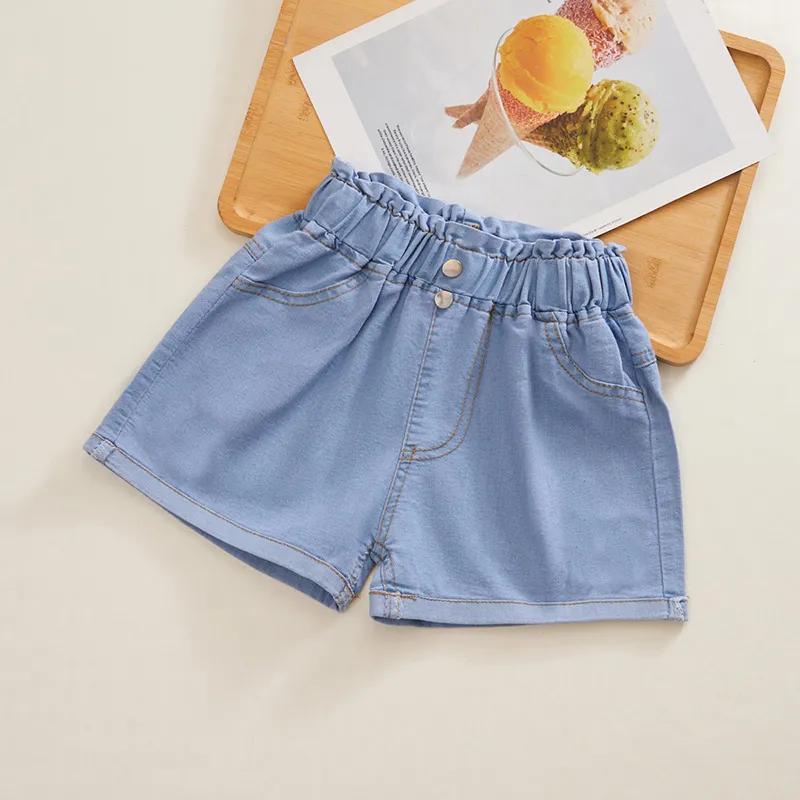 Summer Fashion Girls Short Pants Casual Denim Shorts Clothes Kids Short Trousers Elastic Waist Clothing Children Girl Bottoms