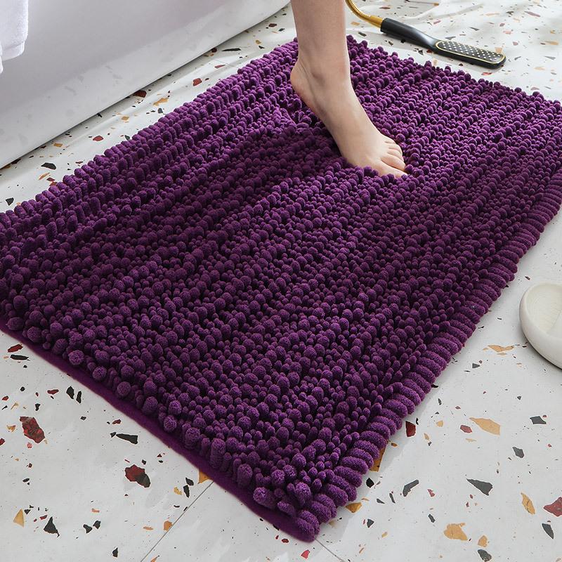 Chenille Long Pile Bathroom Mat - Water Absorbent & Anti-Slip Foot Pad for Home Use