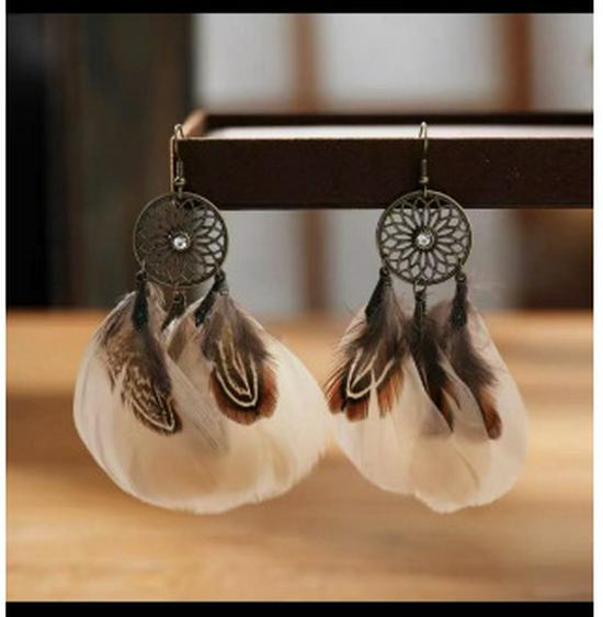 Bohemian Faux Silver Feather Tassel Mosquito Coil Earrings: Summer Retro Ethnic Ear Jewelry