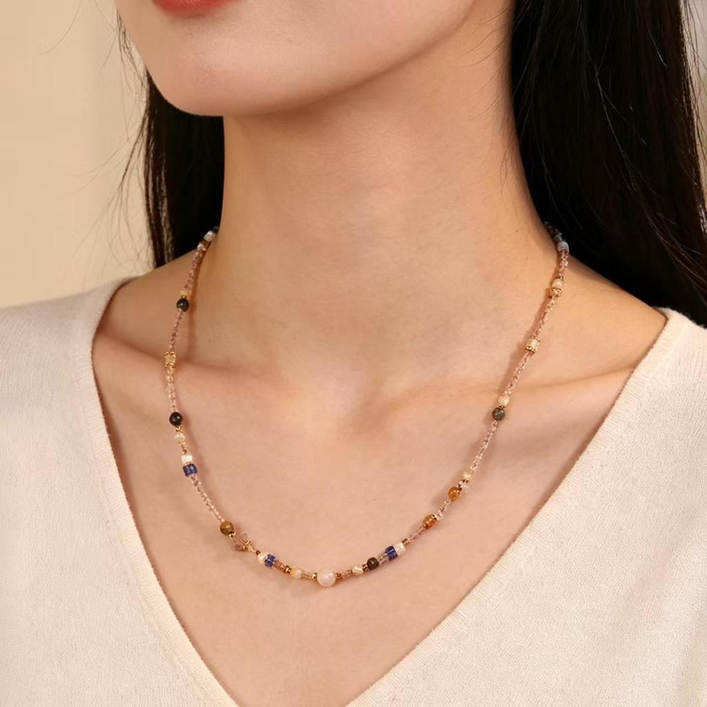 Bohemian Retro Beaded Collarbone Necklace - Colorful Handmade Style for Women