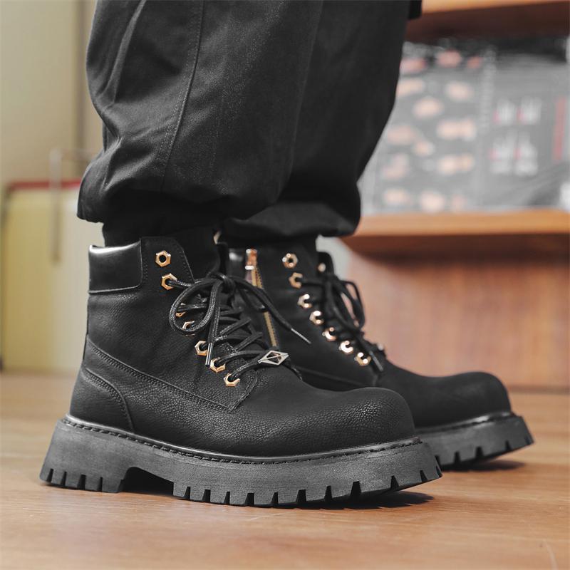 Fashion Autumn and winter men's boots Retro and trendy styles Outdoor Fashion Street 38-46 Young shoes Thick soled lace up versatile