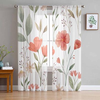 Pastorale Pflanzen Blumen Pflanzen Aquarell Schlafzimmer Vorhänge Tüll Sheer Vorhang Wohnzimmer Wohnkultur Voile Vorhänge