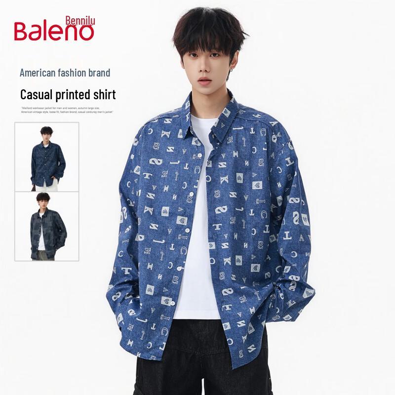 Baleno Men s Loose Fit Long Sleeve Casual Shirt M