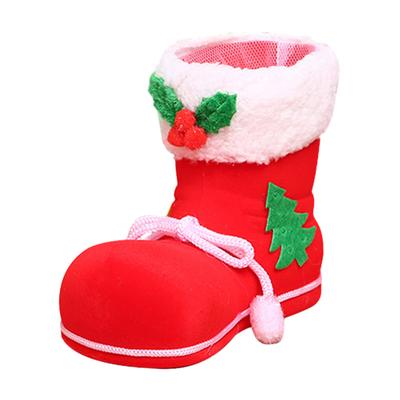 Botas de Papai Noel de Natal Criativas Saco de Presente de Doces Vermelho Mini Suprimentos de Decoração para Casa com Tema de Festival