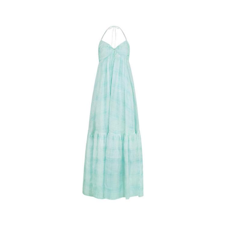 Mint Mambo Seaside Resort Atmosphere Beach Dress Design Sense Neck Dress Fairy Temperament Swing Skirt
